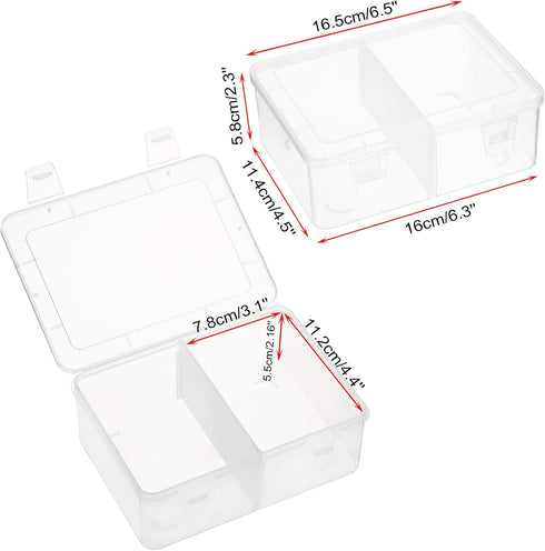BTSKY 4 Pack Photo Storage Boxes for 4"x6" Pictures, Greeting Card Organizer with Removable Divider for Craft Storage