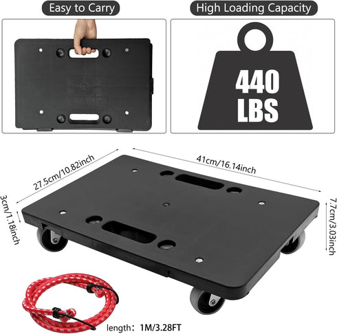 WBJKZJD 16 Inch, (1) Furniture Mover with Wheels, Heavy Duty Moving Dolly Interlocking Design Small Flat Dolly Cart