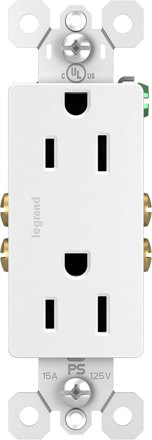 Legrand Radiant 885TRWCC21 15 Amp Decorator Duplex Outlet, White, 1 Count