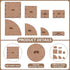 8 3D PLIGREAT Pcs Brick Tile Templates, Wood Laser Cut House with Square, Quarter-Circle, Rectangular Shape DIY