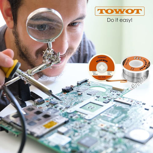 TOWOT 63-37 Solder Wire, High Purity Tin Lead Rosin Core for Electrical Soldering, 0.8mm, 30g