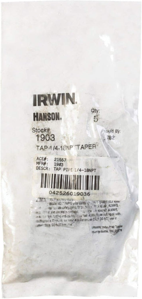 IRWIN 1/4-Inch NPT Tap for Tap Die Extraction, 18 NPT (1903ZR)