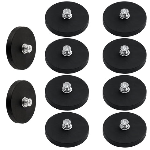 QUYLIXX 10Pcs Rubber Coated Anti-Scratch Mounting Magnets, 30LBS Neodymium Magnet Base with M5