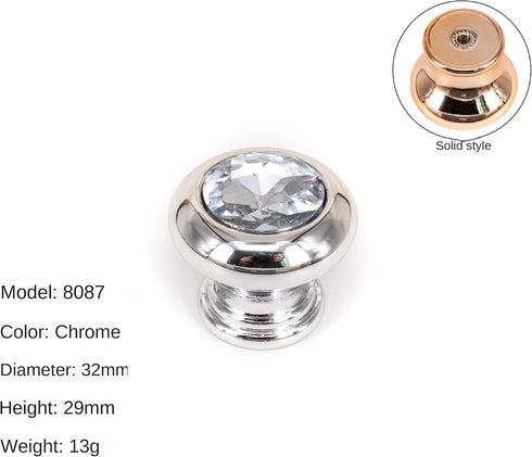 SANCHAKOU 10 1.25 1.14Inch Crystal Knobs for Drawers Pcs * Single Hole Crystal Cabinet Bedside Table Coffee Table
