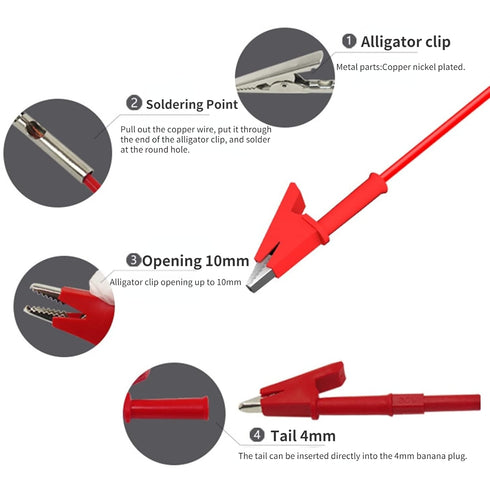 Folders Safety Test Clips 10pcs/Set P2002 20A 4mm Banana Jack Safety Test Clip for Multimeter
