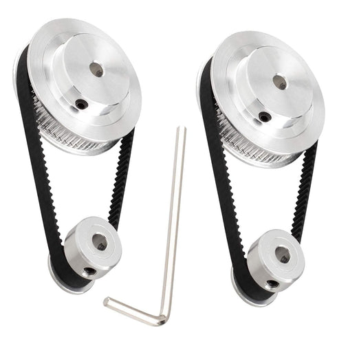 Zeelo 2PCS Set GT2 Synchronous Wheel, 20&80 Teeth 12mm Bore Aluminum Timing Pulley with 250mm Belt
