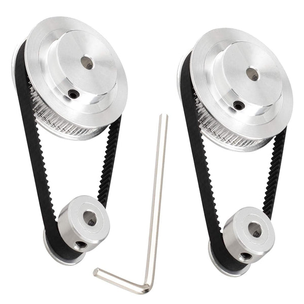 Zeelo 2PCS Set GT2 Synchronous Wheel, 20&80 Teeth 12mm Bore Aluminum Timing Pulley with 250mm Belt