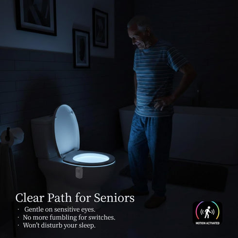 2 Pack 16-Color Rechargeable Toilet Night Lights with Motion Detection - Novelty Bathroom Bowl Light - Cool Funny