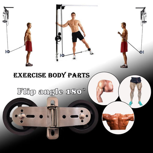 3.5 Inch Wall Mount Pulley Wheel Silent Pulley Heavy Duty Gym Cable Wheel with 180-Degree Hinge Rotation, Swivel Pulley System for DIY Fitness, LAT Gym Equipment, Clothesline, Load Capacity 880 LBS