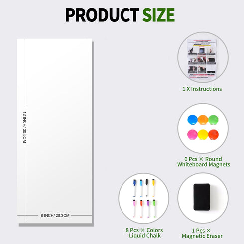 Magnetic Dry Erase Whiteboard Paper, 12 x 8 Inch Self Adhesive Magnetic Dry Erase Board Sticker for Wall