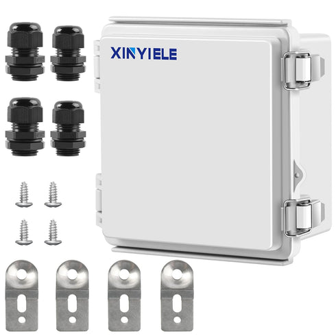 Waterproof Outdoor Project ABS Plastic Junction Box, IP67 Weatherproof Dustproof Enclosure with Hinged Cover, 5.9"X5.9"