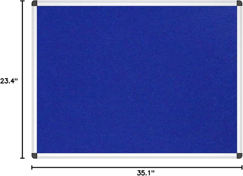 VIZ-PRO Felt Notice Board Blue, 36 X 24 Inches with Silver Aluminium Frame