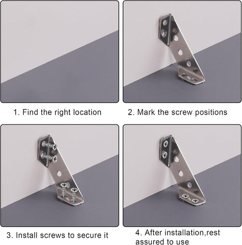 (60 Furniture Corner Connector Triangle Corner Brace, Universal Stainless Steel Corner Connector Bracket Metal