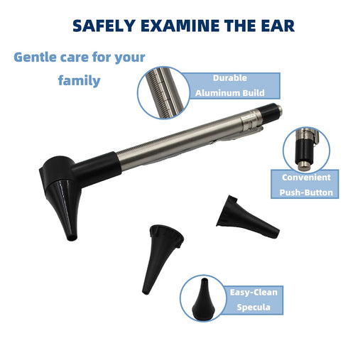 Jeashia 3X 3 2 Stainless Steel Mini Diagnostic Otoscope with Magnification, Bright LED Light, Clip and Reusable