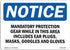 OSHA Notice Sign - Mandatory Protection Gear While In This Area, Aluminum Sign Made in the USA