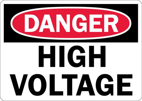 SmartSign Plastic OSHA Safety Sign, "Danger: High Voltage", 10" x 14", Black/Red on White