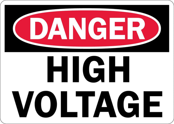 SmartSign Plastic OSHA Safety Sign, "Danger: High Voltage", 10" x 14", Black/Red on White