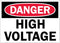 SmartSign Plastic OSHA Safety Sign, "Danger: High Voltage", 10" x 14", Black/Red on White