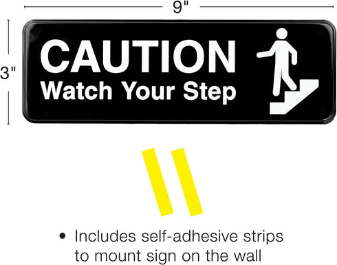 Excello Global Products Caution Watch Your Step Sign - Informative Plastic Sign for Indoor Outdoor Use