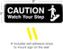 Excello Global Products Caution Watch Your Step Sign - Informative Plastic Sign for Indoor Outdoor Use