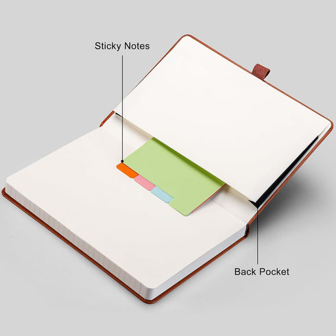 RETTACY Notebook Journal - A5 College Ruled, 192 Numbered Pages, Leather Hardcover, Inner Pocket, 5.7'' × 8.3''