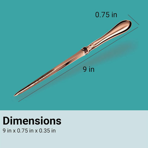 Uncommon Desks Rose Gold Letter Opener Knife, Smooth Metal Plated Envelope Opener, Ergonomic Handle for Home and