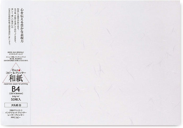 ONAO Washi Paper Printable B4 Printer Paper (50 Sheets), TAIREISHI Japanese Paper for Printing, Made in JAPAN