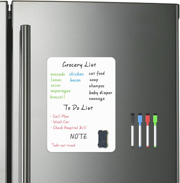 Magnetic Whiteboard for Fridge, Small Dry Erase Board with 4 Markers & 1 Eraser, 8.5 x 11 for Home & Office