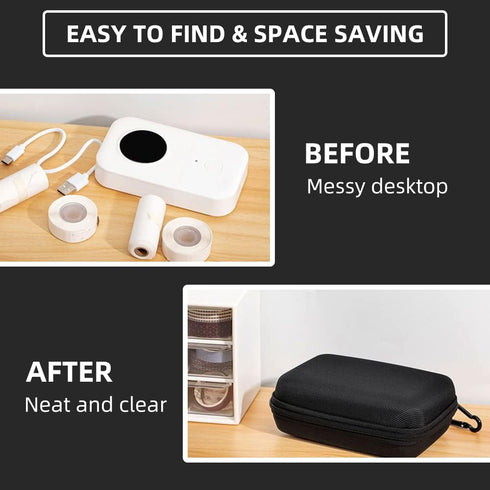 Phomemo D30 D35 Label Marker with Black Case, 3 Rolls of White Label Tapes, Waterproof Storage Bag, 160 Tapes/Roll
