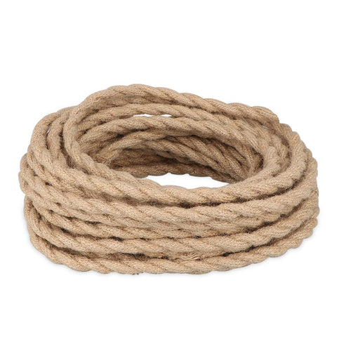 Helunsi 32.8ft Twisted Electric Rope Light, 18/2 Hemp Rope Covered Lamp Twisted Wire,