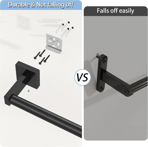 24" 2 Pack MKO Towel Bar for Bathroom, Hand Towel Holder Rod with Metal, Black Towel Racks for Bathroom Hanger Wall