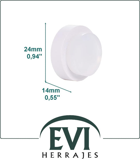 EVI Door Stop - White Stainless Steel Door Stop with Adhesive and Screw Fastening, Protective Rubber