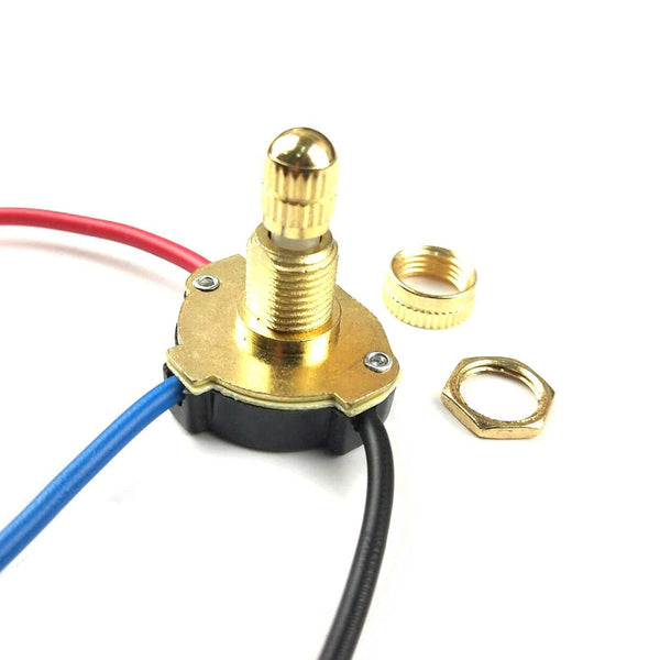 Zing Ear ZE-136M 3/8 Two Circuit 3-Way Rotary Button Switch, Brass Replacement Part for Lamps
