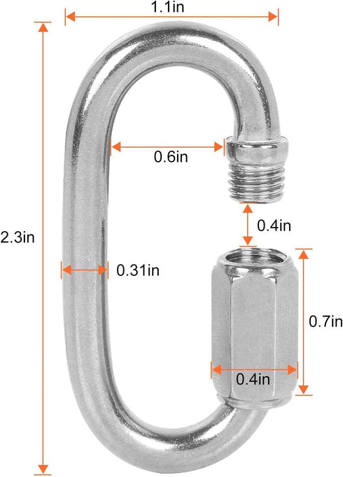 20Pack Quick Link, 3/16” Chain Link with 330lbs Loading, Stainless Steel Locking Carabiner Clip for Dog Leash