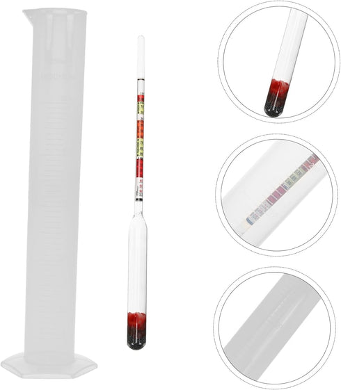 Generic 2 Sets Home Brew Hydrometer Kit Round Cylinder Triple Scale Alcohol Meter for Wine Making Beginners
