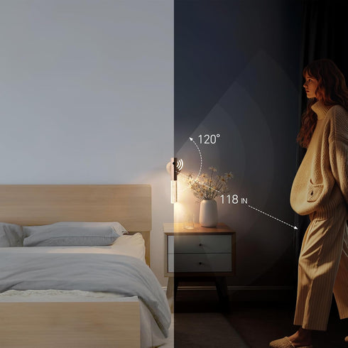 HAANGWAN Set 2, ClosetWhite Motion Sensor Night Lights Indoor, Rechargeable Night Lights Wall Sconces Wooden of Battery