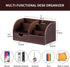 Desk Organizer, PU Leather Desktop Caddy with 6 Compartments and 1 Drawer for Office Home School Classroom