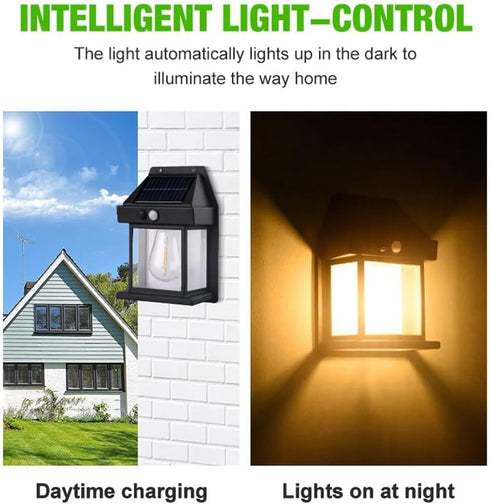 IP65 Surakey Solar Wall Lanterns Outdoor, Wireless Dusk to Dawn Lantern Motion Sensor LED Sconce Lights Waterproof