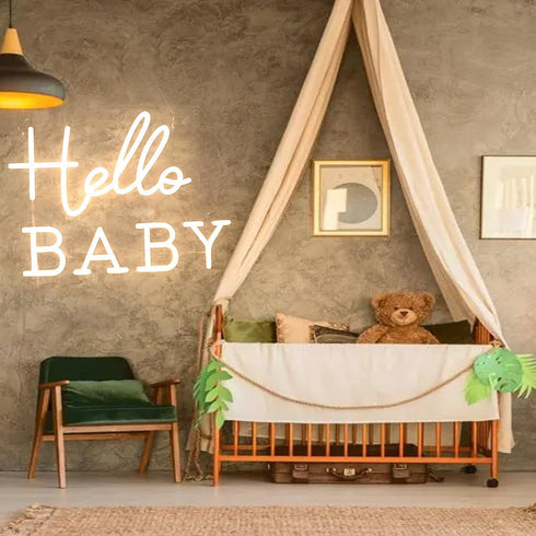 Hello Baby Neon Signs Led Gender Reveal Party Welcome Decorations Neon Letters Signs Pregnancy Announcement Party