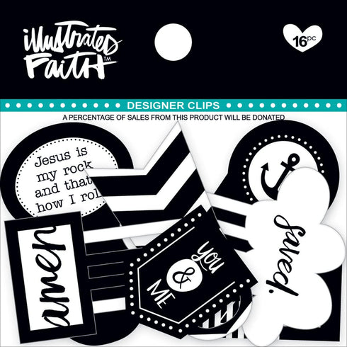 Illustrated Faith - Designer Paper Clips - Black and White Pattern by Dayspring