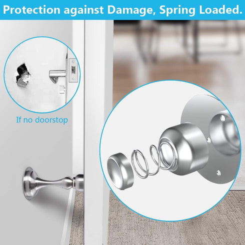 WINONLY 4 Pack Magnetic Door Stopper - Stainless Steel, No Drilling, Stronger Mount for Wide Doors