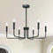 Lurinenna Black 6-Light Farmhouse Chandelier, Rustic Industrial Modern Ceiling Pendant Light, Adjustable Hanging