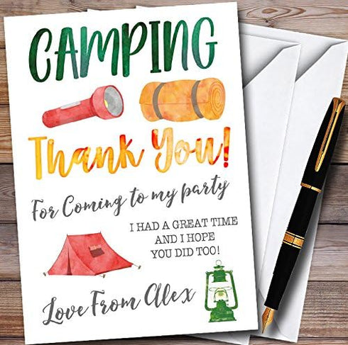 The Card Zoo Camping Watercolour Personalized Party Thank You Cards