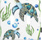 Sea Turtle 2-Gang Light Switch Cover Plate - Underwater Ocean Turtle Green Seaweed Blue Water Bubbles Nautical Decor