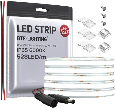 BTF-LIGHTING FCOB COB LED Strip IP65 Flexible High Density Uniform Light 14W/m