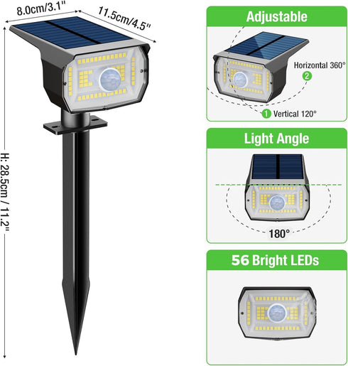 1 Pack 3 2-in-1 nipify Solar Spot Lights Outdoor Motion Sensor with Modes,Solar Spotlights Outdoor Waterproof Auto