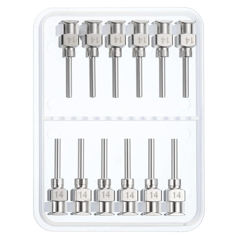 PATIKIL 12Pcs 14Ga x 0.5 Inch Stainless Steel Dispensing Needle Tips, Blunt Tips Luer Lock