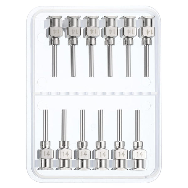 PATIKIL 12Pcs 14Ga x 0.5 Inch Stainless Steel Dispensing Needle Tips, Blunt Tips Luer Lock