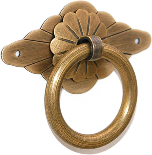 Hja Boutiques US Chinese Antique Style Pure Copper Handles Brass Antique Bronze Round Ring Drawer