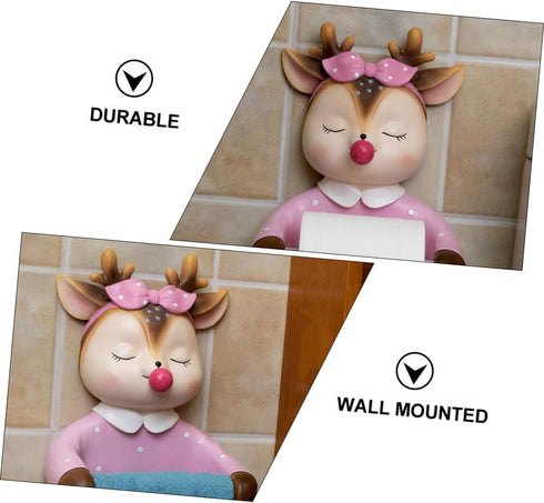 1pc Lurrose Cute Deer Wall-Mounted Toilet Paper Holder Creative Roll Paper Rack for Bathroom and Stylish Design No